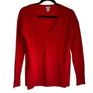 HALOGEN 100% cashmere Nordstrom red V-Neck Pullover Sweater long‎ sleeve size S